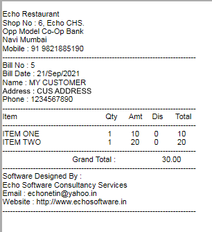 Billing Software Print